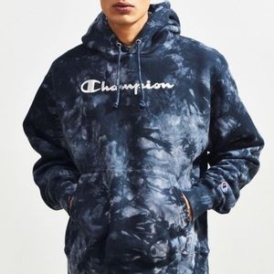 Champion Blue & White Tie Dye Oversized Hoodie